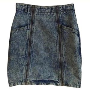 Cherokee Acid Wash Denim Mini Skirt 1980s/90s.